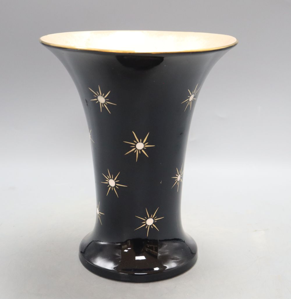 A black Sylvac Collon Stars vase, c.1920, height 24cm
